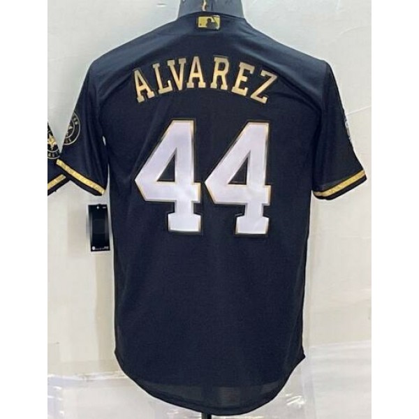 H.Astros #44 Yordan Alvarez Black Gold Stitched Jersey