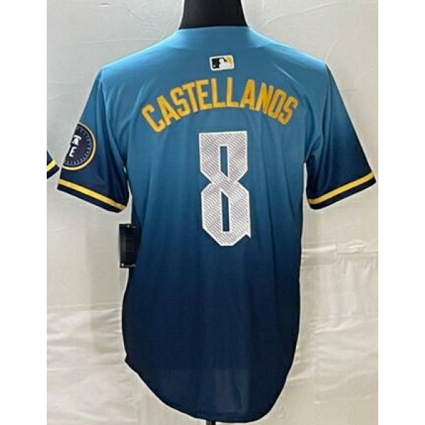 P.Phillies #8 Nick Castellanos Blue City Connect Stitched Jersey