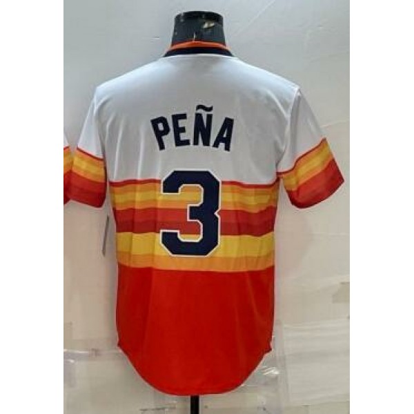 H.Astros #3 Jeremy Peña Orange Rainbow Stitched Jersey