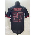 LA. Angels #27 Mike Trout Black Red Stitched Jersey