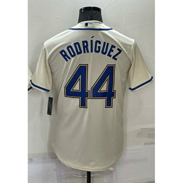 S.Mariners #44 Julio Rodriguez Cream Stitched Jersey