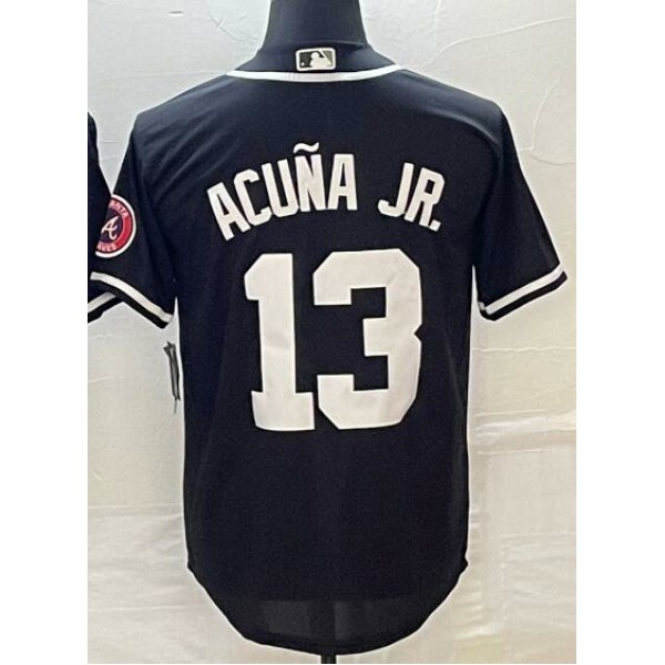 A.Braves #13 Ronald Acuña Jr. Black Stitched Jersey