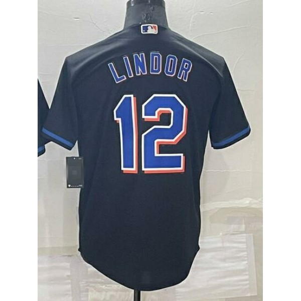 NY. Mets #12 Francisco Lindor Black Stitched Jersey