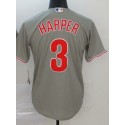 P.Phillies #3 Bryce Harper Grey Stitched Jersey