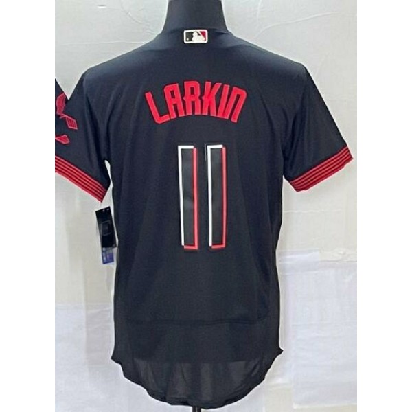 C.Reds #11 Barry Larkin Black City Connect Stitched Jersey