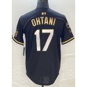 LA.Dodgers #17 Shohei Ohtani Black/Gold Stitched Jersey