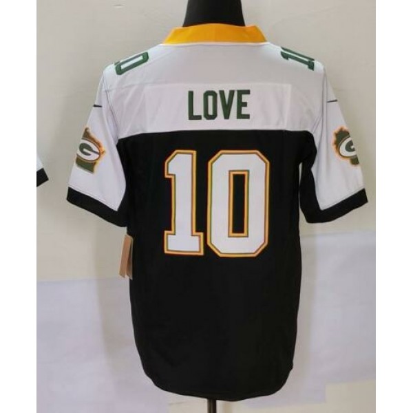 GB.Packers #10 Jordan Love Black White Stitched jersey