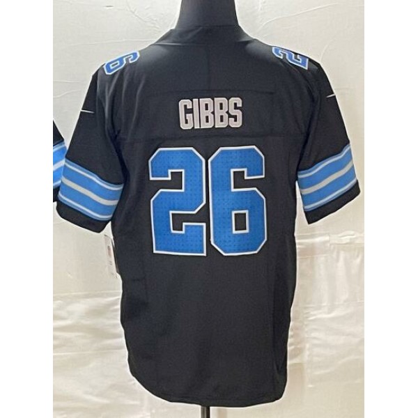 D.Lions #26 Jahmyr Gibbs Black-1 Stitched jersey