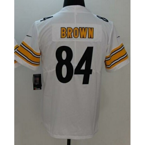 P.Steelers #84 Antonio Brown White Stitched jersey