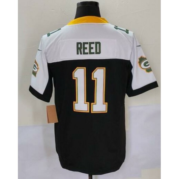 GB.Packers #11 Jayden Reed Black White F.U.S.E. Stitched jersey