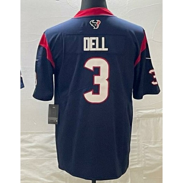 H.Texans #3 Tank Dell Blue Stitched Jersey