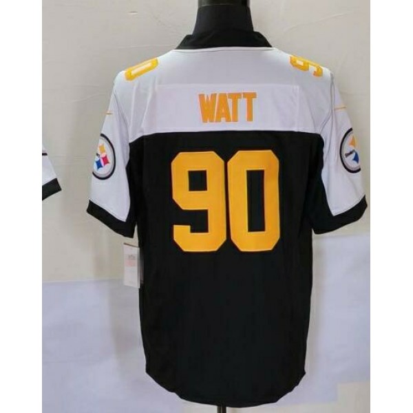 P.Steelers #90 T. J. Watt White Black Stitched jersey