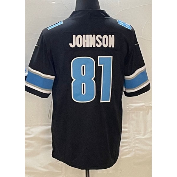 D.Lions #81 Calvin Johnson Black Stitched Jersey