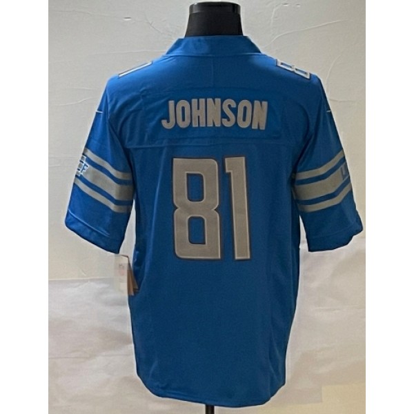 D.Lions #81 Calvin Johnson Blue-1 Stitched Jersey