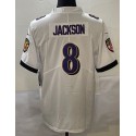 B.Ravens #8 Lamar Jackson White F.U.S.E. Stitched jersey