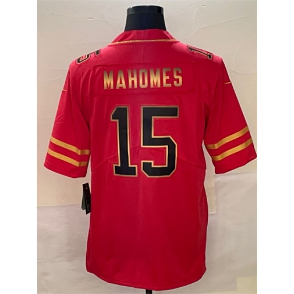 KC.Chiefs #15 Patrick Mahomes Red With Gold Stitched Jersey