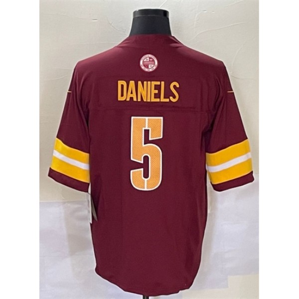 W.Commanders #5 Jayden Daniels Red F.U.S.E. Stitched jersey