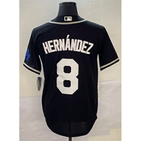 LA.Dodgers #8 Kiké Hernández Black Stitched Jersey