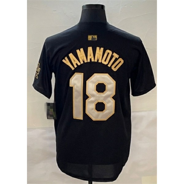 LA.Dodgers #18 Yoshinobu Yamamoto Black-1 Stitched Jersey