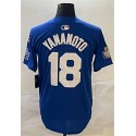 LA.Dodgers #18 Yoshinobu Yamamoto Blue Stitched Jersey