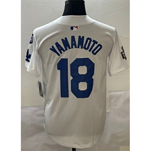 LA.Dodgers #18 Yoshinobu Yamamoto White-2 Stitched Jersey