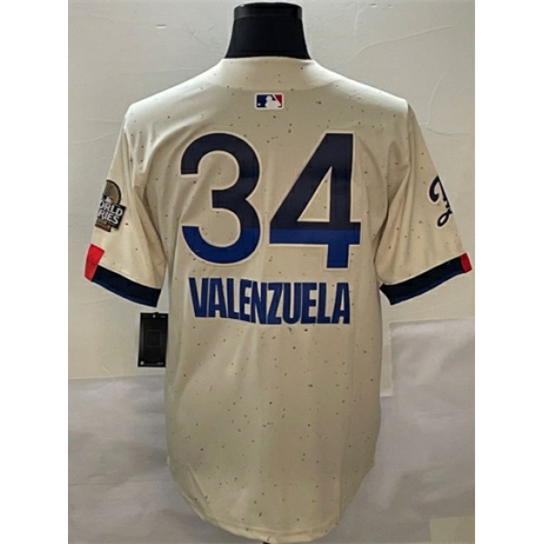 LA.Dodgers #34 Toro Valenzuela Stitched Jersey