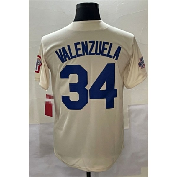 LA.Dodgers #34 Toro Valenzuela Thrrowback-1 Stitched Jersey