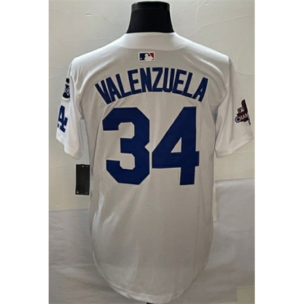 LA.Dodgers #34 Toro Valenzuela White Stitched Jersey