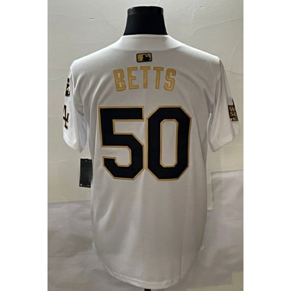 LA.Dodgers #50 Mookie Betts White-2 Sttiched Jersey