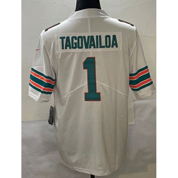 M.Dolphins #1 Tua Tagovailoa White Stitched Jersey