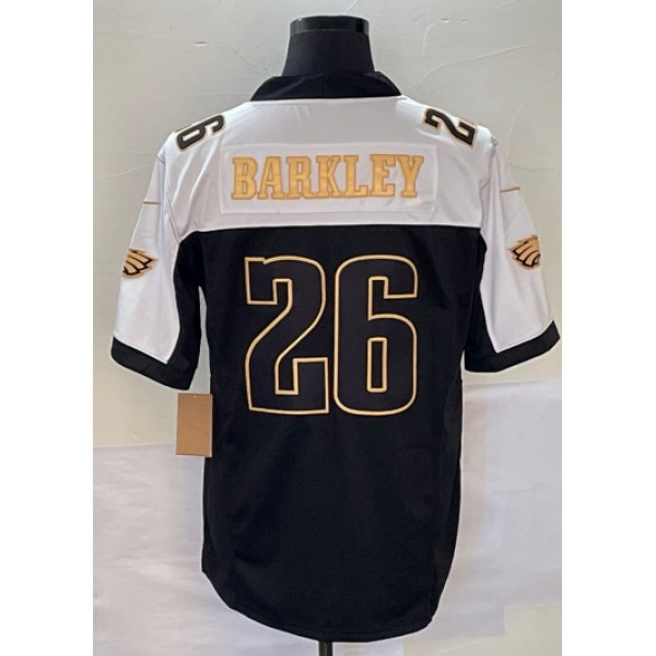 P.Eagles #26 Saquon Barkley White Black Stitched jersey