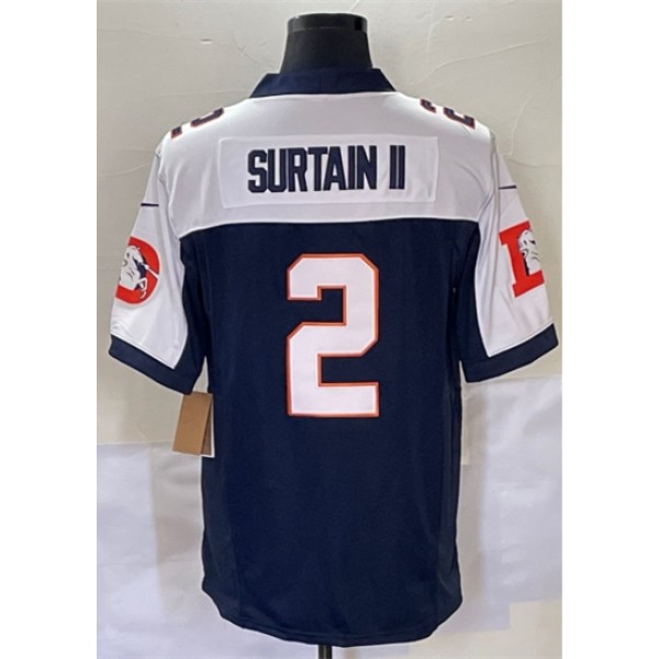 D.Broncos #2 Pat Surtain II White Blue F.U.S.E. Stitched jersey