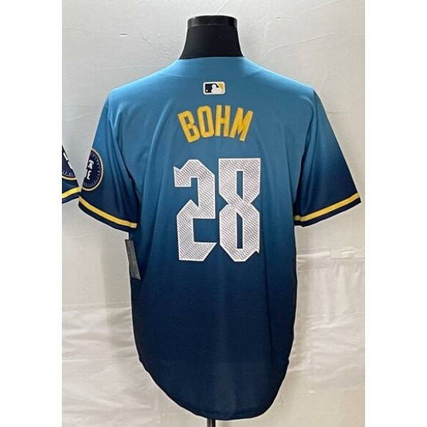 P.Phillies #28 Alec Bohm Blue-1 City Connect Stitched Jersey