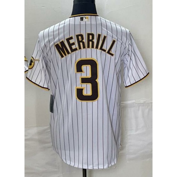 SD.Padres #3 Jackson Merrill White Stitched Jersey