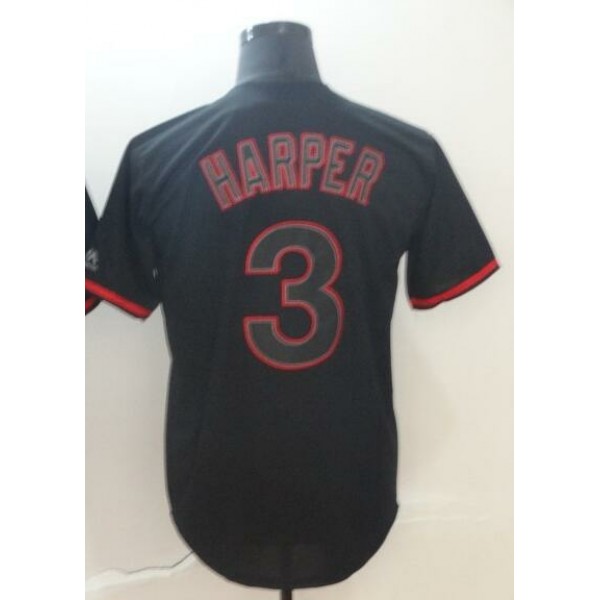 P.Phillies #3 Bryce Harper Black Shadow Stitched Jersey