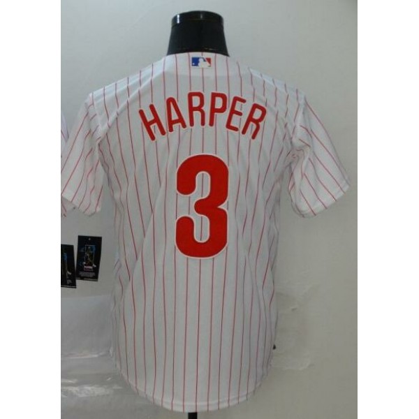 P.Phillies #3 Bryce Harper White Stitched Jersey