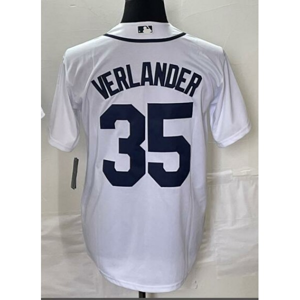 D.Tigers #35 Justin Verlander White Stitched Jersey