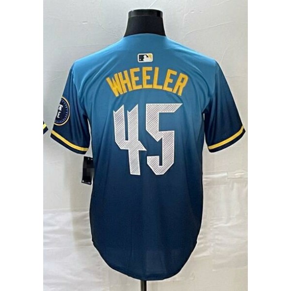 P.Phillies #45 Zack Wheeler Blue City Connect Stitched Jersey