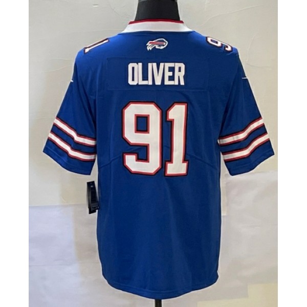 B.Bills #91 Ed Oliver Blue Stitched jersey