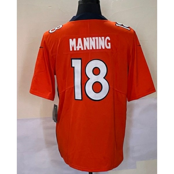 D.Broncos #18 Peyton Manning Orange Stitched jersey