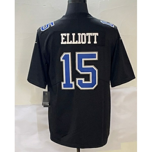 D.Cowboys #15 Ezekiel Elliott Black Stitched jersey