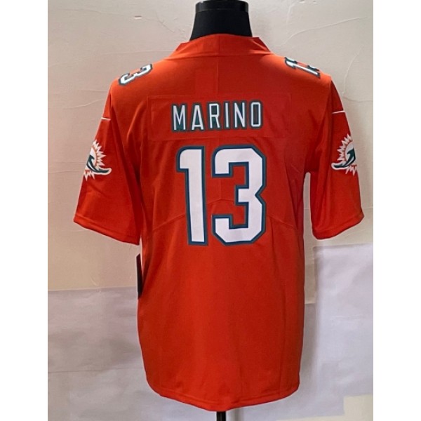 M.Dolphins #13 Dan Marino Orange Stitched Jersey