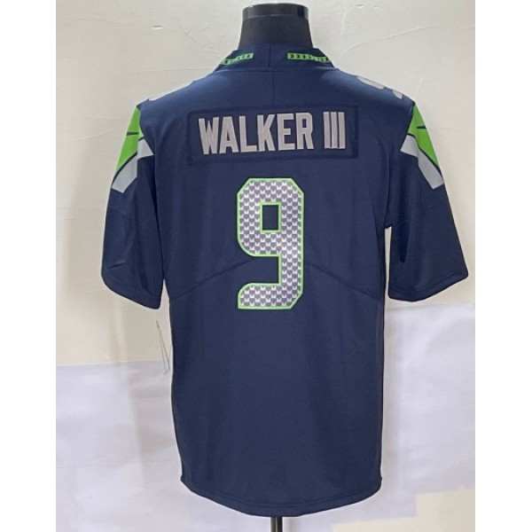 S.Seahawks #9 Kenneth Walker III Navy Stitched jersey