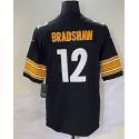 P.Steelers #12 Terry Bradshaw Black Stitched Jersey