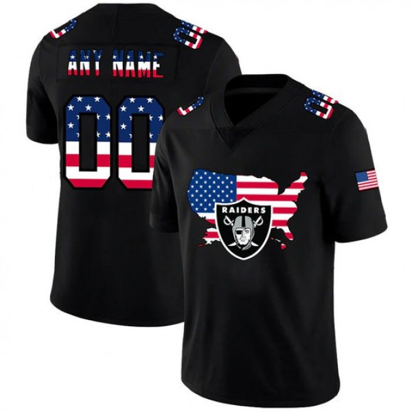 Custom L.Raiders Black Limited Fashion Flag Stitched American Football Jerseys