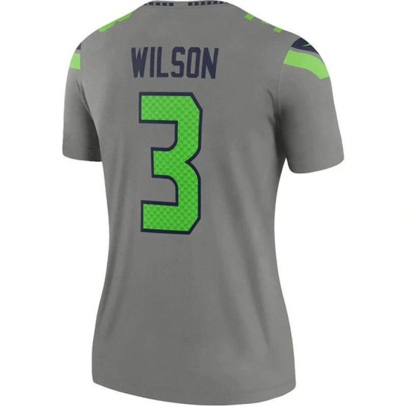 S.Seahawks #3 Russell Wilson Gray Inverted Legend Jersey Stitched ...