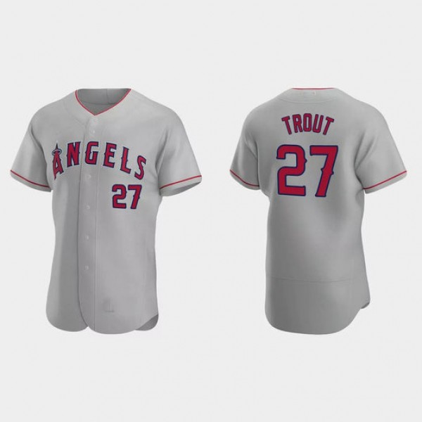 LA Angels #27 Mike Trout Gray Authentic 2020 Road Jersey Men Youth Women Baseball Jerseys