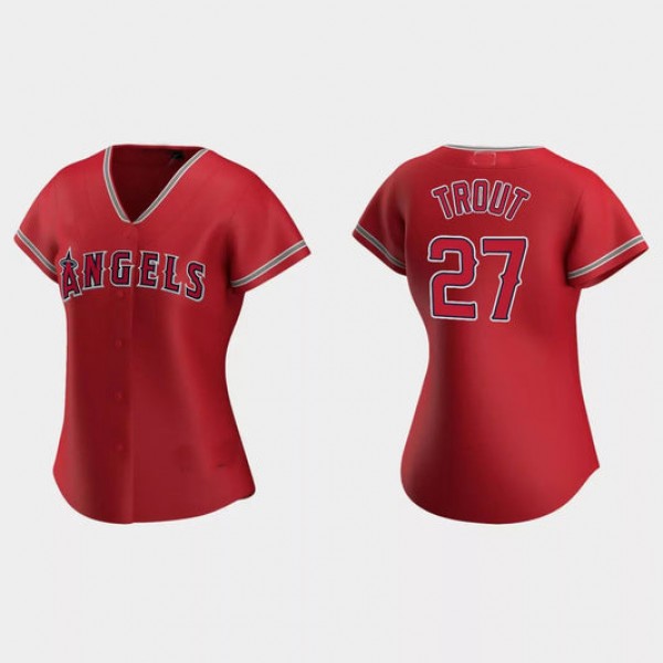 LA Angels #27 Mike Trout Red Replica Alternate Jersey Men Youth Women Baseball Jerseys