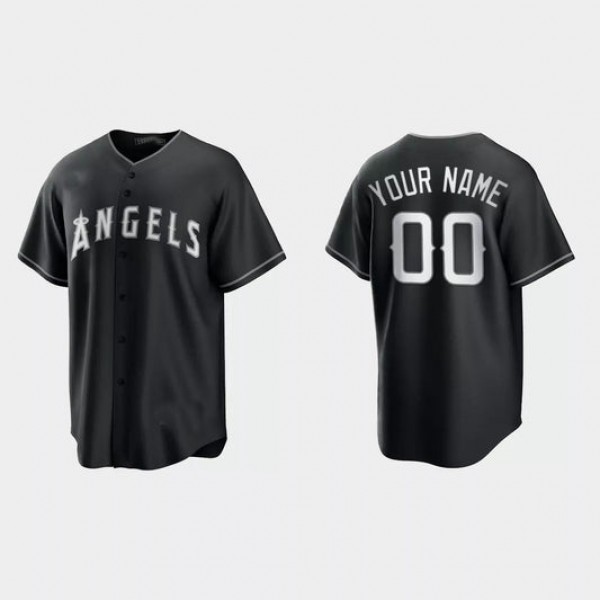 Custom LA Angels 2021 All Black Fashion Replica Jersey ¨C Black White Stitched Baseball Jerseys