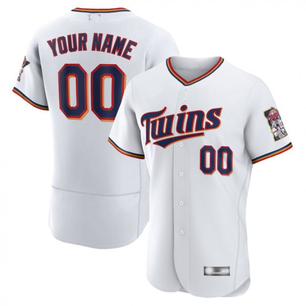 Baseball Jerseys Custom M.Twins White Home Authentic Custom Patch Jersey